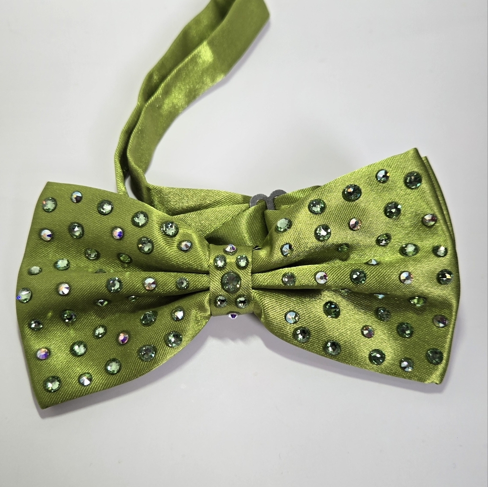 Lime Green Rhinestone Bowtie